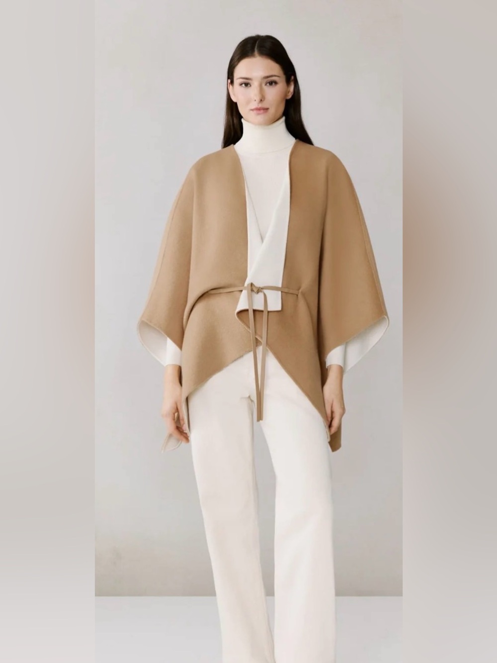 Soia & Kyo Camel and Cream Geneva Double Face Wool Cape M/L NWT NEW